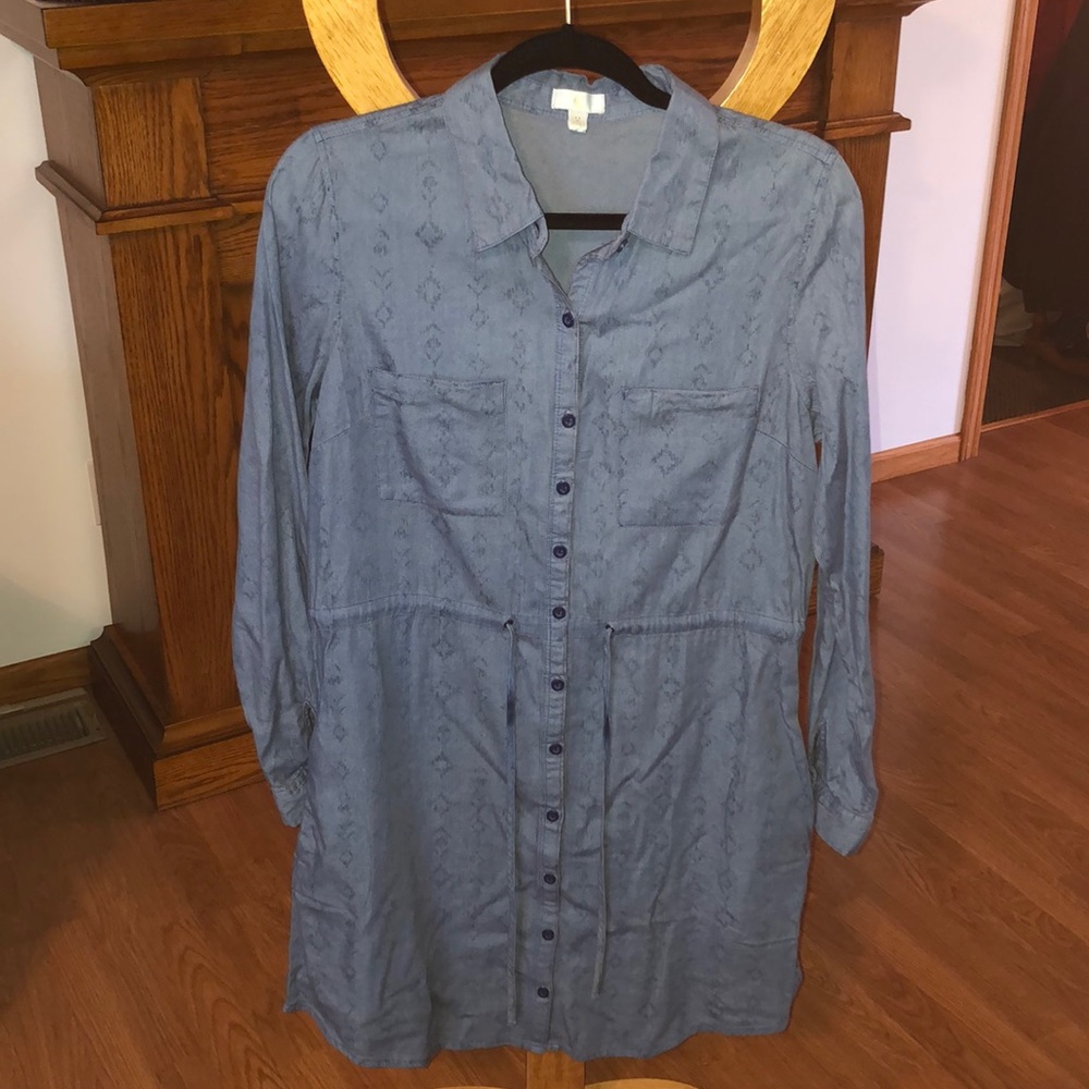 C Brand Long Sleeve 2 Tone Blue Mid Length Dress